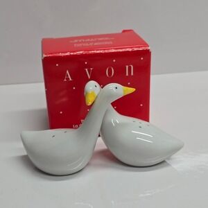 Vintage Avon Geese Couple Salt and Pepper Shakers White Set Cottagecore